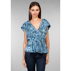 Plenty by Tracy Reese Grecian Blouse in Silk Chambray Paisley Scarf Size S/M